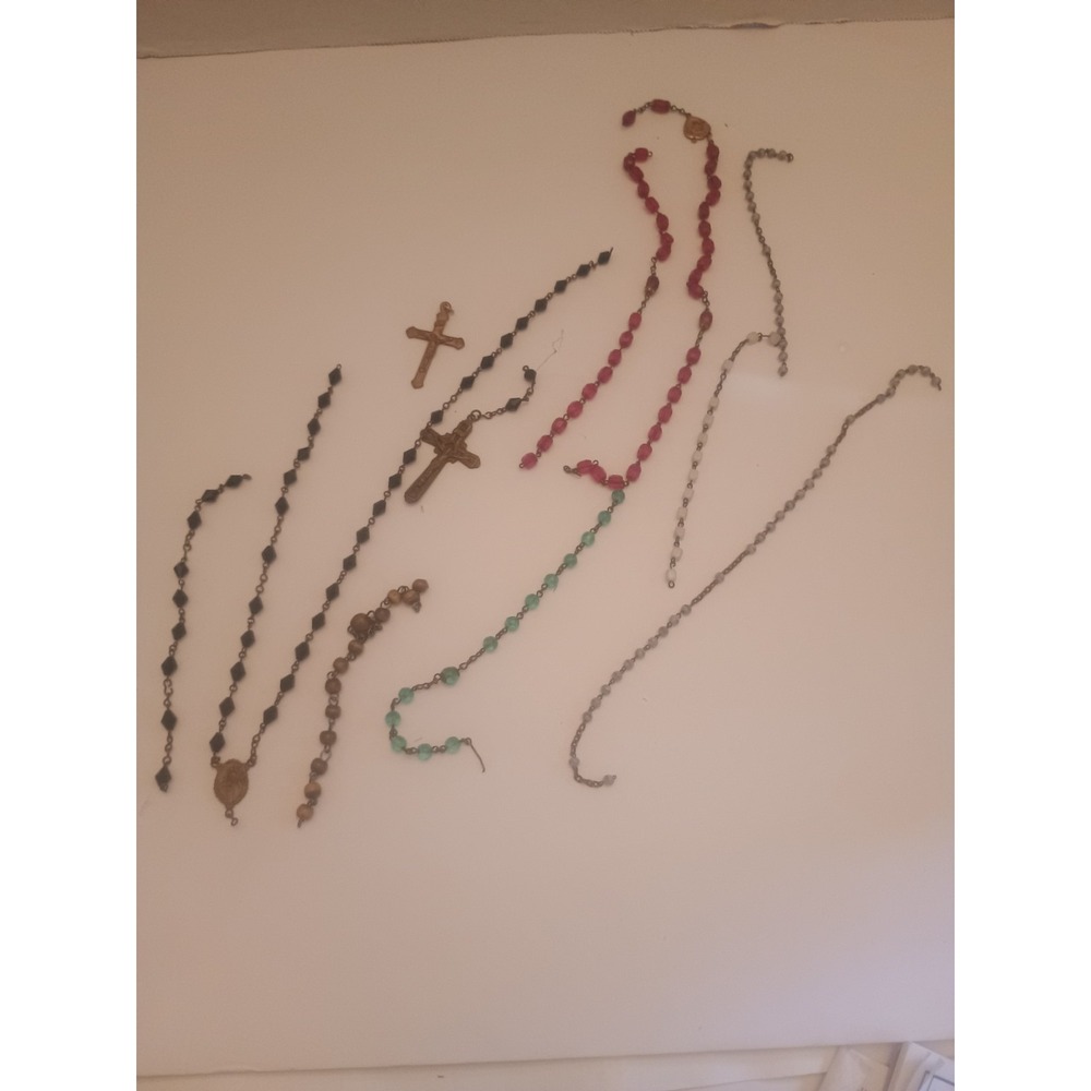 Vintage Catholic Mini Rosary Beads Crucifix Cross With Case - Needs Repaired